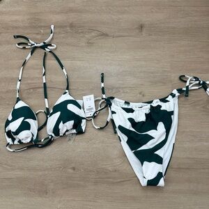 Abercrombie and Fitch Green and White Bikini Set